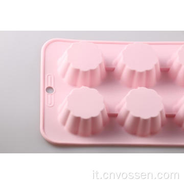 Muffa del bigné del silicone del fiore della tazza del commestibile 6